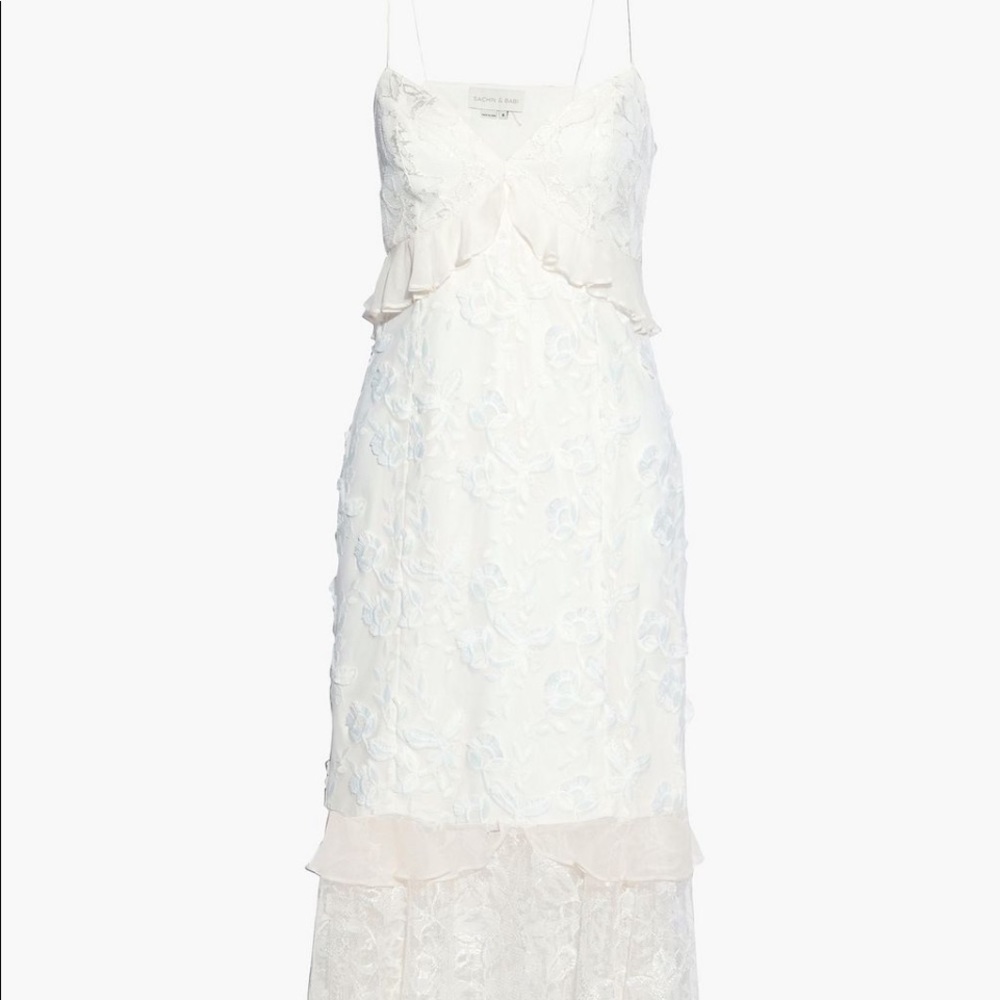 SACHIN & BABI
Milan lace-paneled cutout embroidered tulle midi dress US 8